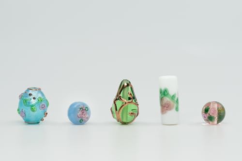 10 pcs Mix of Bohemia Lampwork Czech Glass Beads with Flowers, Hand Made Set Kit, LW 001 - color: Lampwork Mix 01