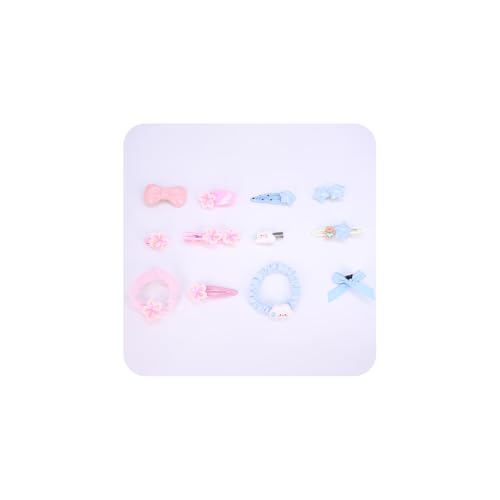 Hair Clips for Women, Acrylic Resin Hair Accessories set with Hairbands Colored Hair Ties, Flower, Rainbow, Little Bear Clips Cute pattern for Birthday Prom Cosplay Party (blue Cloud pink flower) - color: blue Cloud pink flower