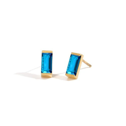 Birthstone Stud Earrings for Women 18K Gold Plated Stainless Steel Crystal Earrings Birthday Gift - color: 12 December