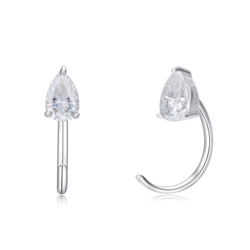 925 Sterling Silver Moissanite Huggie Half Hoop Earrings for Women - style: style 4