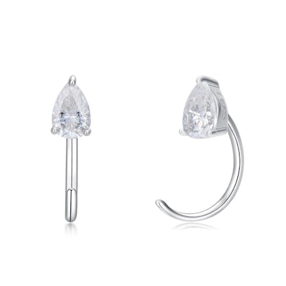 925 Sterling Silver Moissanite Huggie Half Hoop Earrings for Women - style: style 4