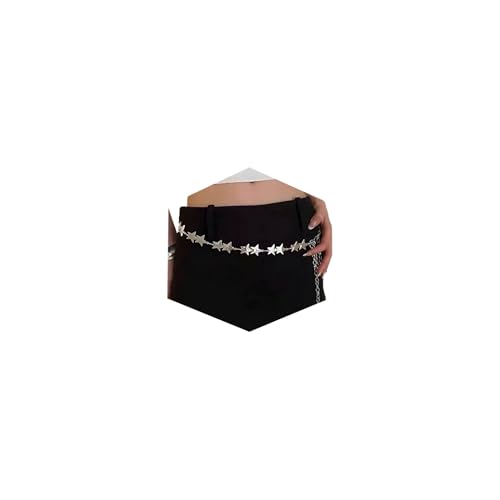 QWALIT Silver Gold Chain Belt for Women Fashion Waist Chain Belt Star Butterfly Metal Belt Music Festival Y2K Accessories - style: 11- star silver