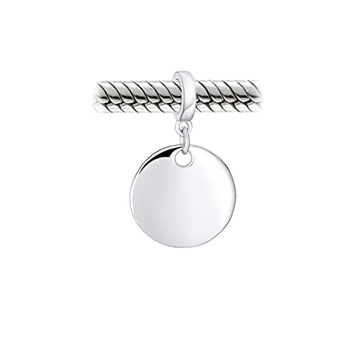 Bling Jewelry .925 Sterling Silver Round Circle Disc Shape Dangle Bead Charm For Women Teen for Bracelet