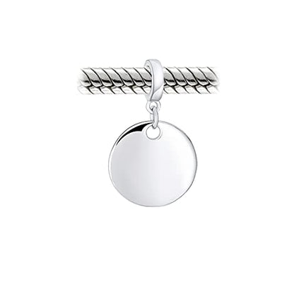 Bling Jewelry .925 Sterling Silver Round Circle Disc Shape Dangle Bead Charm For Women Teen for Bracelet