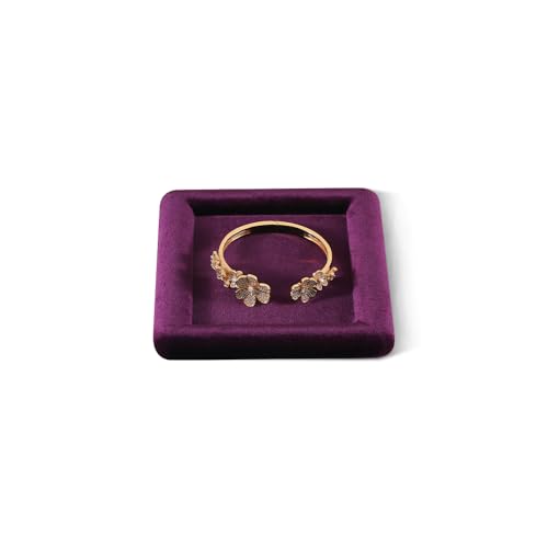 Velvet Jewelry Display Tray for Ring Earrings Necklace Bracelet Flat Tray - color: Purple, size: 5.12 × 5.12 in