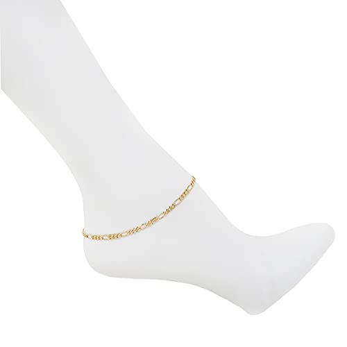14K Gold Plated Link Chain Anklets Bracelet for Women - 5mm, 11 “ / Figaro Chain/Mariner Chain/Curb Chain/Rope Chain/Made In South Korea