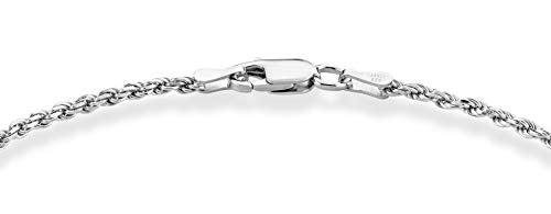 Miabella Italian 925 Sterling Silver 2mm, 3mm Rope Bracelet for Women Men | Fine Jewelry, Solid, Diamond-Cut, Braided Chain, Made in Italy - style: 2mm - Length 7.5 Inches