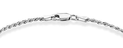 Miabella Italian 925 Sterling Silver 2mm, 3mm Rope Bracelet for Women Men | Fine Jewelry, Solid, Diamond-Cut, Braided Chain, Made in Italy - style: 2mm - Length 7.5 Inches