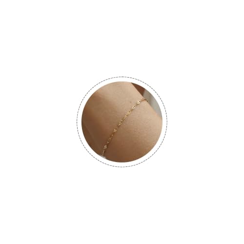 18K Gold Plated Pearl Beaded Cross Bracelets for Women Adjustable Stainless Steel Dainty Thin Gold Box Cuban Twisted Link Chain Bracelet Bridesmaid Jewelry Gifts - color: Lip-Gold