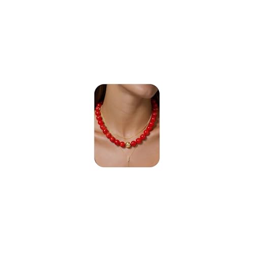 Chunky Beaded Necklace for Women, Colorful Trendy Statement Summer Jewelry Gift - color: necklace-6