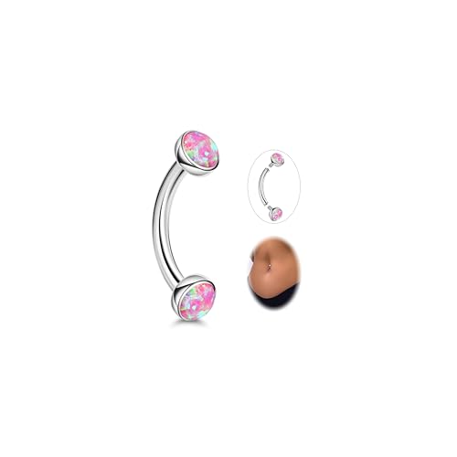 14G G23 Titanium Opal Belly Button Rings for Women Small Belly Ring Internally Thread Petite Navel Piercing Jewelry for Sensitive Skin 6/8/10/12/14/16MM - color: opal 42, size: Bar Length 8MM