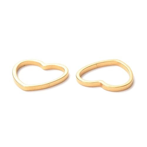 30Pcs Heart Connectors Charms Gold Links Frames Stainless Steel Linking Rings 12mm Hollow Frame Pendants for Earrings Bracelet Necklace Macrame Making - color: Golden, Heart