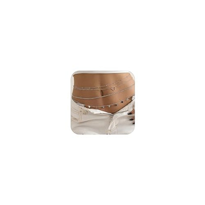 Gold Chain Belt - Fashion Waist Chain Belt with Moon, Butterfly Rhinestone & Layered Design - color: F2 -mix 4pcs silver