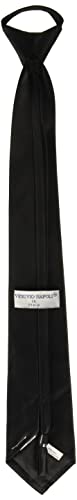 Vesuvio Napoli PreTied Men's Necktie Solid Color Mens Adjustable Zipper Neck Tie - color: Black
