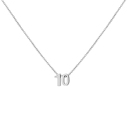 Number Necklace for Women Dainty 18K Gold Plated Pendant Necklace Charm Birth Month Personalized Jewelry Birthday Gift - color: SILVER, style: Number 10