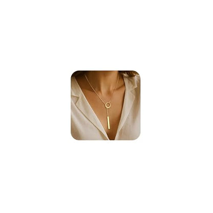 VIROMY Gold Long Y Necklaces for Women Trendy - Dainty Lariat Chain Drop Pendant Necklace for Women Gold Statement Jewelry - color: Y Necklace 01-Gold