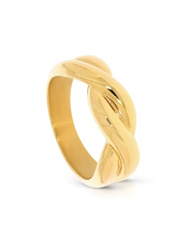 Hey Harper Gold Ring for Women - Gold Plated Stacking Waterproof & Sweatproof Jewerly Ring - Everday Non Tarnish Cute Fashion Circle Rings - style: Donna Ring