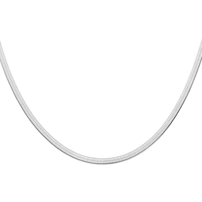 HARFINGTON Herringbone Necklaces Stainless Steel Snake Chain Necklace Adjustable Flat Chain for Jewelry Gift - color: Silver, size: 22" x 0.2"