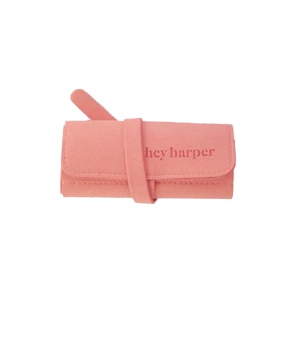 Hey Harper Travel Jewelry Organizer Roll – Compact Storage Pouch for Rings, Earrings, Necklaces & Bracelets – Foldable Case for Women (Included Only Roll) (Coral) - color: Coral