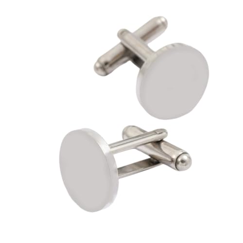 Classic Stainless Steel Cufflinks for Men, Round/Square/Oval Cuff Links,Groom Wedding Cufflinks Gift for Groomsmen, Father's Day - color: Silver Round, size: 15mm