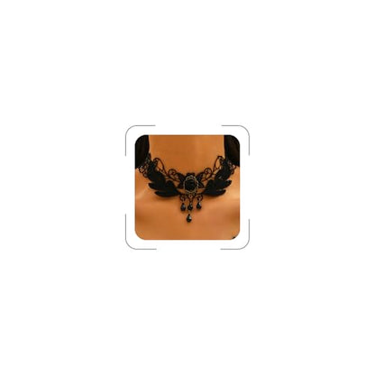 Goth Black Choker Necklace Crystal Bead Pendant Necklace for Women Gothic Velvet Lace Choker Halloween Vampire Witch Cosplay - color: B-Black