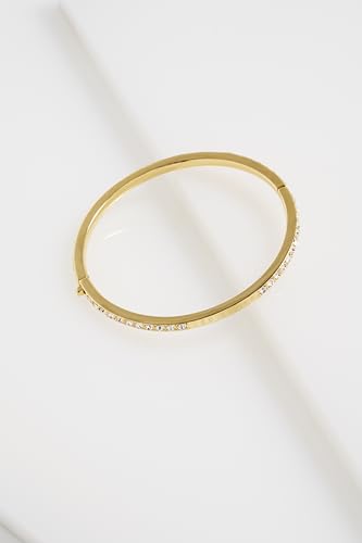 Ted Baker London Claudia Narrow Crystal Hinged Bangle Bracelet for Women - color: Gold/Crystal