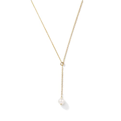 Freshwater Pearl Necklace for Women - 18K Gold Plated Dainty Pearl Pendant Choker, Hypoallergenic Non Tarnish Stainless Steel Chain, Gold Pearl Necklaces Gift for Her - color: Style 3