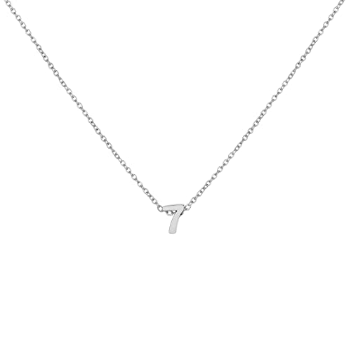 Number Necklace for Women Dainty 18K Gold Plated Pendant Necklace Charm Birth Month Personalized Jewelry Birthday Gift - color: SILVER, style: Number 7