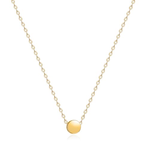 Dainty 18K Gold Plated Horizontal Bar Necklace for Women, Minimalist Tiny Stick Pendant Adjustable Layering Daily Jewelry Gift - color: Tiny Dot