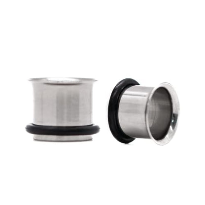 Forbidden Body Jewelry 12G-1 Inch Surgical Steel Single Flared Tunnel Plugs Plus O-Ring, Choose Pcs/Gauge - style: 2pcs: 12mm (1/2")