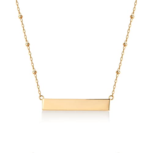 PAVOI 14K Gold Plated Dainty Cubic Zirconia Pendant Necklace for Women | Dot, Elephant, Butterfly, Pineapple, Lock, Knot, Palm Tree, Bow, Smiley Pendant | Layering Chain Necklaces - style: Horizontal Bar