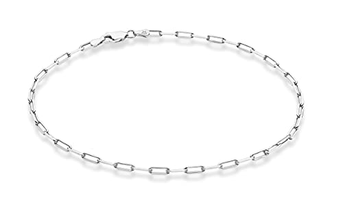 Miabella Italian 925 Sterling Silver 2.5mm Paperclip Anklet for Women | Ankle Bracelet, Link Chain, Fine Jewelry, Made in Italy