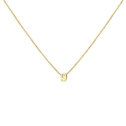 Number Necklace for Women Dainty 18K Gold Plated Pendant Necklace Charm Birth Month Personalized Jewelry Birthday Gift - color: GOLD, style: Number 9