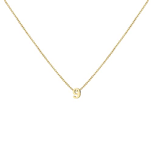 Number Necklace for Women Dainty 18K Gold Plated Pendant Necklace Charm Birth Month Personalized Jewelry Birthday Gift - color: GOLD, style: Number 9