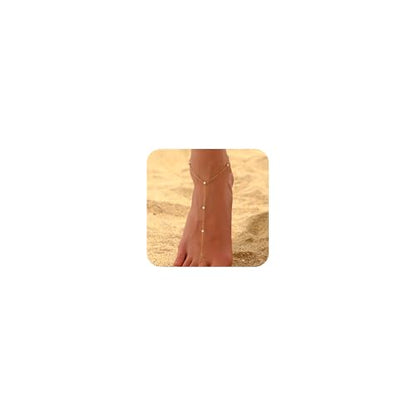 Toe Ankle Bracelets for Women Waterproof, 18K Gold Plated Pearl Anklet Dainty Layered Pearl Daisy Tassel Cubic Zirconia Star Adjustable Link Chain Anklets, Summer Beach Boho Foot Jewelry - style: Y-5 CZ Anklet