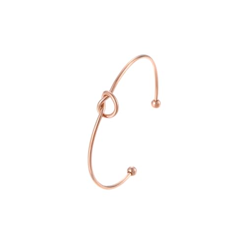 Gold Bracelets for Women, 18K Gold Plated Cubic Zirconia Bangle Bracelets Stainless Steel Eternity Crystal Oval Bracelet Cuff Bracelets for Women Jewelry - color: Knot-Rose Gold