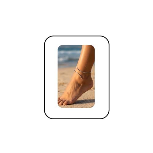 Minimalist Double Layered Open Cuff Anklet for Women 14K Gold Plated Adjustable Ankle Bracelet Chain Dainty Beach Holiday Fashion Jewelry Accessary - color: Silver