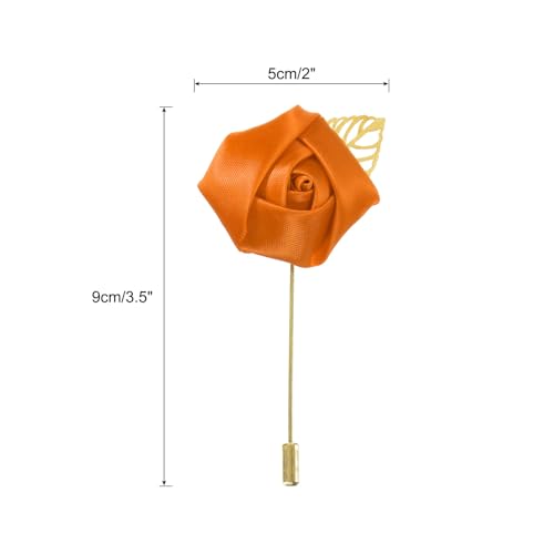 MECCANIXITY Groom Boutonnieres Rose Boutonnieres Pins for Wedding - color: Orange