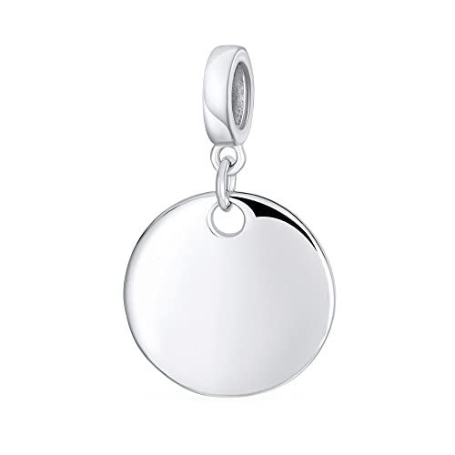 Bling Jewelry .925 Sterling Silver Round Circle Disc Shape Dangle Bead Charm For Women Teen for Bracelet