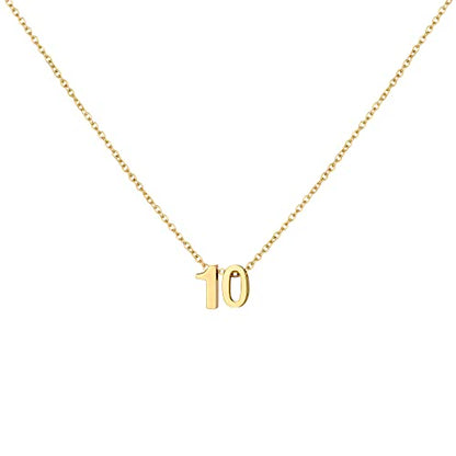 Number Necklace for Women Dainty 18K Gold Plated Pendant Necklace Charm Birth Month Personalized Jewelry Birthday Gift - color: GOLD, style: Number 10