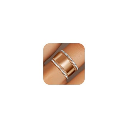 2-Pack 14K Gold Plated Stacking Rings for Oura Ring Gen 5/4/3 | Cubic Zirconia，oura ring stack accessories，Diamond Rings for Women - color: Rose Gold
