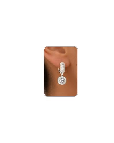 LLWOM Gold Dangle Earrings for Women-Trendy 14K Gold/Silver Plated Cubic Zirconia Huggie Hoop Earrings Teardrop Earrings Lightweight Hypoallergenic Statement Jewelry Gifts for Women - color: CZ-S-Dangle Hoop