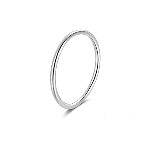 CANDYFANCY 925 Sterling Silver 1.2mm Stacking Midi Thin Rings Thumb Pinky Ring Stack Knuckle Rings for Women Band Ring Size 2.5-8.5 - color: silver-1pcs, size: 8.5