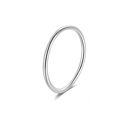 CANDYFANCY 925 Sterling Silver 1.2mm Stacking Midi Thin Rings Thumb Pinky Ring Stack Knuckle Rings for Women Band Ring Size 2.5-8.5 - color: silver-1pcs, size: 6