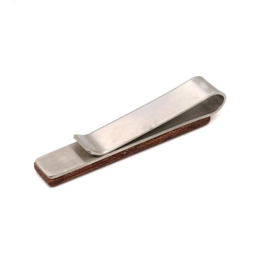 STJARNA Wood Tie Clip Brown 2inch Stainless Steel Tie Bar Handmade Jewelry - style: Dark Brown