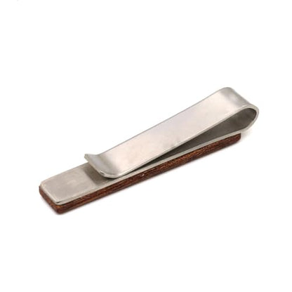 STJARNA Wood Tie Clip Brown 2inch Stainless Steel Tie Bar Handmade Jewelry - style: Dark Brown
