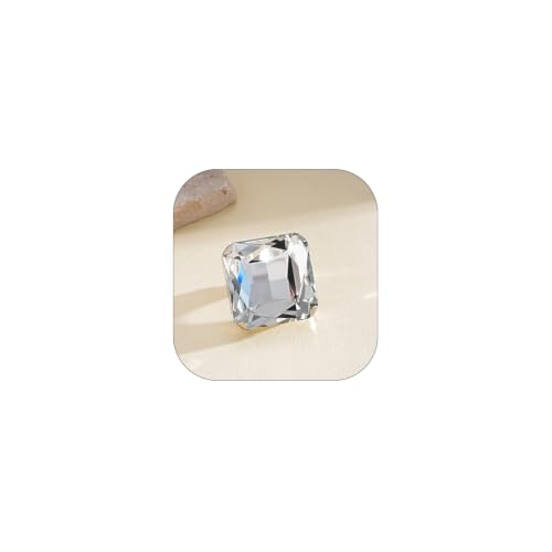 Chunky Oversized Huge Square Open Ring for Women Artificial Crystal Rhinestone Band Rings Statement Geometry Exaggerated Adjustable Cocktail Party Jewelry - color: Silver