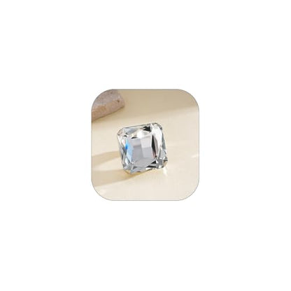 Chunky Oversized Huge Square Open Ring for Women Artificial Crystal Rhinestone Band Rings Statement Geometry Exaggerated Adjustable Cocktail Party Jewelry - color: Silver