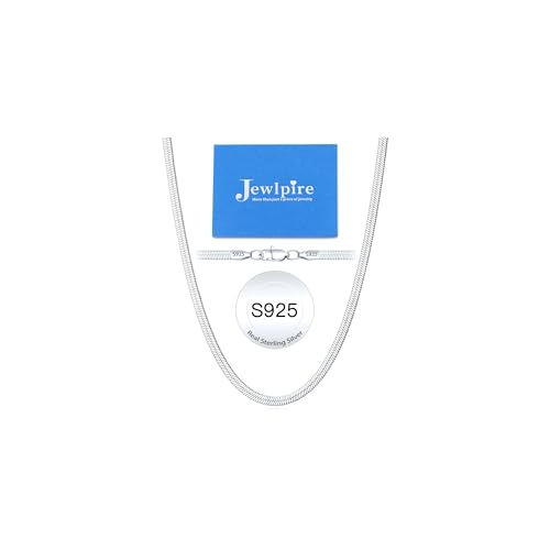 Jewlpire 3mm 4mm 5mm Herringbone Necklace 18K Gold Plated 925 Sterling Silver Chain Necklace for Women, Flat Snake Chain Necklace, Women's Chains Necklaces 16 18 20 22 24 Inch - color: 4mm 925 Sterling Silver, size: 18 Inch (Women's Average Length)