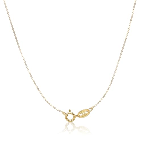 KEZEF 18K Gold Plated 925 Sterling Silver Box Chain Necklace for Women, 1mm Thin & Sturdy Italian Chain Necklace, Rose Gold & Silver Available, 15/16/18/20/22/24/30 Inch - color: 18kt Gold, size: 15 Inches